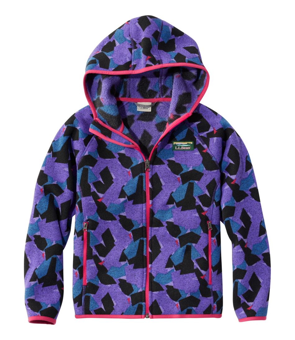 L.L.Bean Kids' Sweater Fleece, Hooded Print CLOTHING|OUTERWEAR
