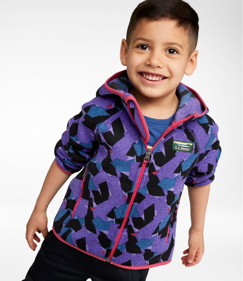 L.L.Bean Kids' Sweater Fleece, Hooded Print CLOTHING|OUTERWEAR