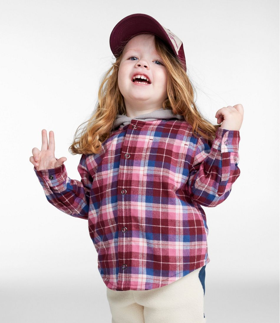 L.L.Bean Toddlers' Fleece-Lined Flannel Shirt, Hooded CLOTHING