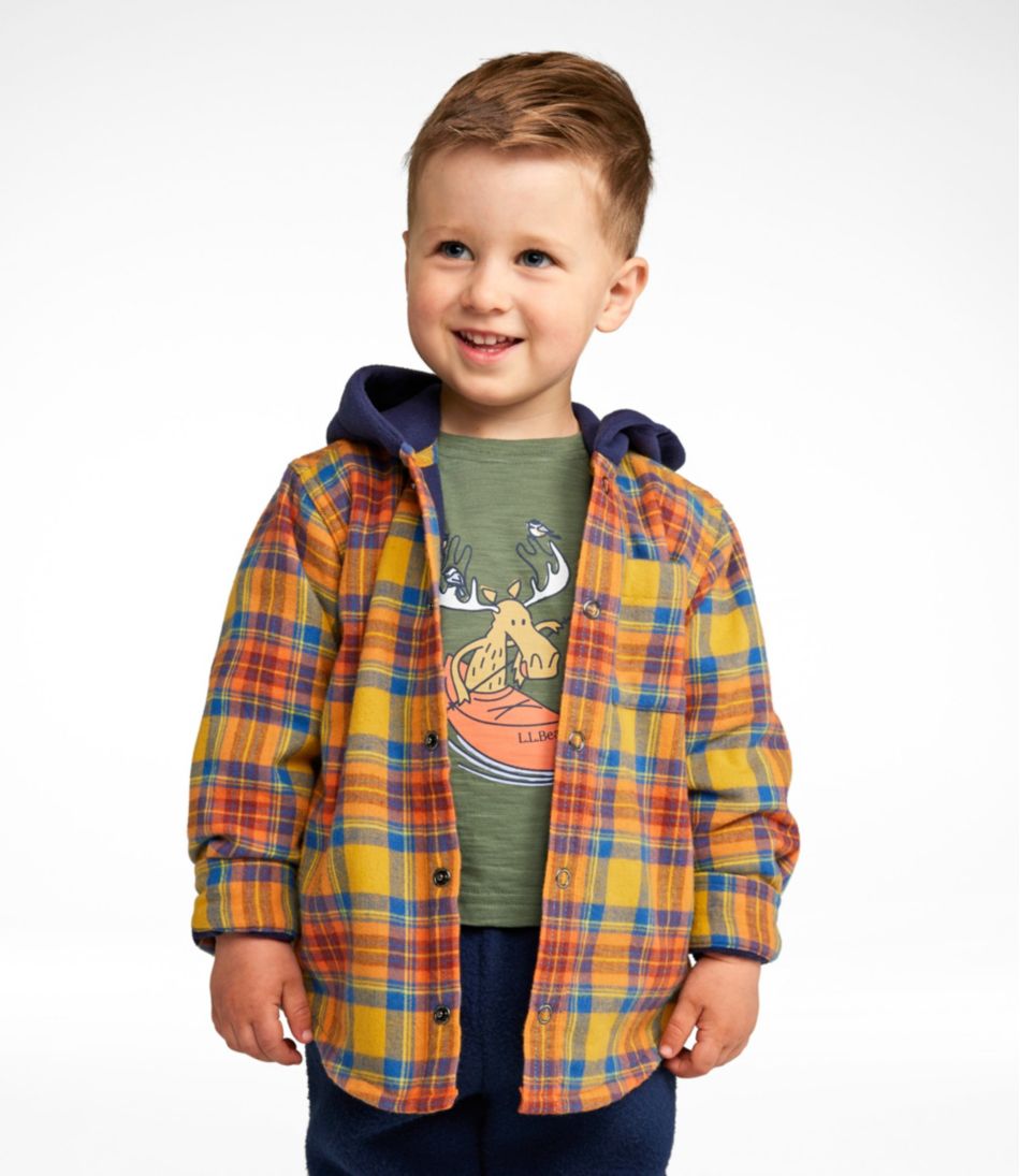 L.L.Bean Toddlers' Fleece-Lined Flannel Shirt, Hooded CLOTHING