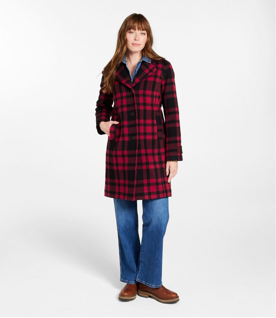 L.L.Bean Women's Classic Lambswool Polo Coat, Three-Quarter, Pattern OUTERWEAR