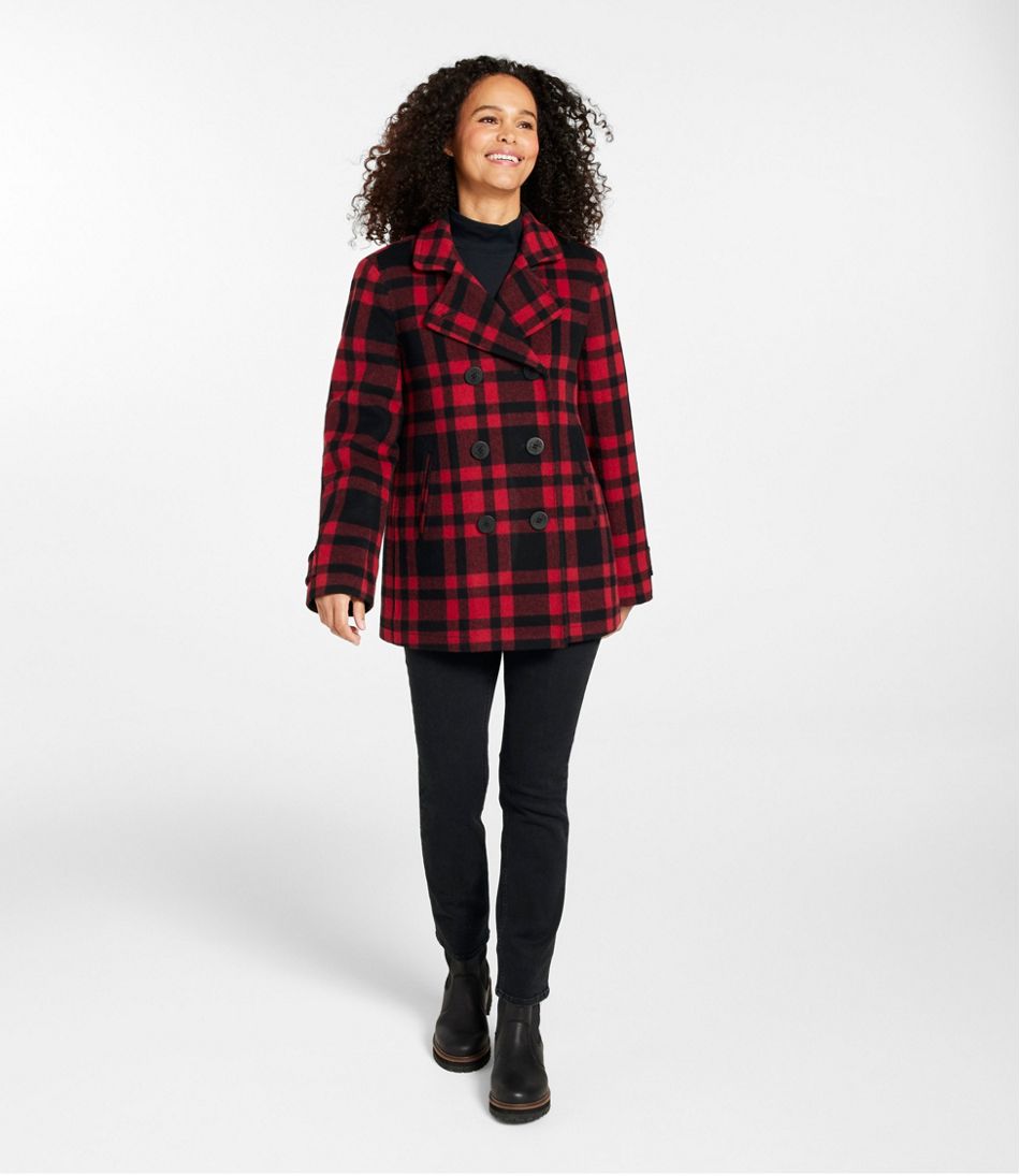 L.L.Bean Women's Classic Lambswool Peacoat, Pattern OUTERWEAR