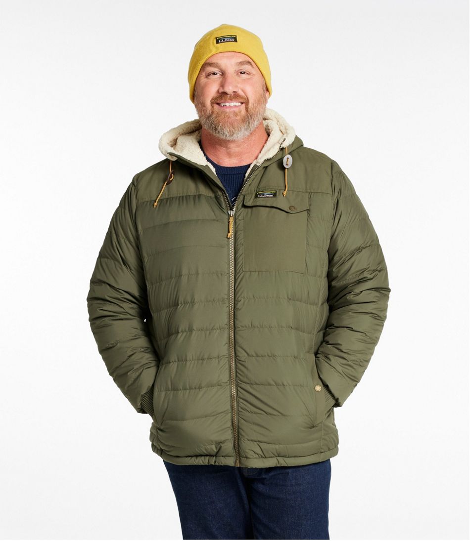 L.L.Bean Men's Mountain Classic Down Hooded Jacket, Sherpa-Lined OUTERWEAR