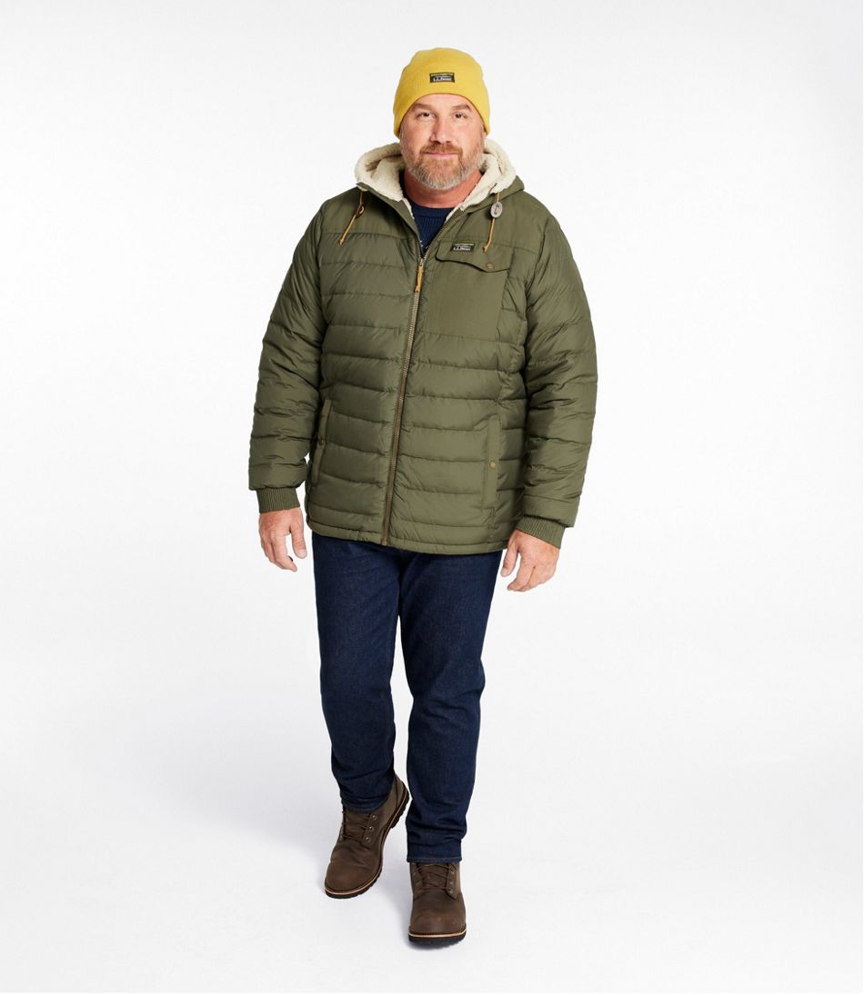 L.L.Bean Men's Mountain Classic Down Hooded Jacket, Sherpa-Lined OUTERWEAR