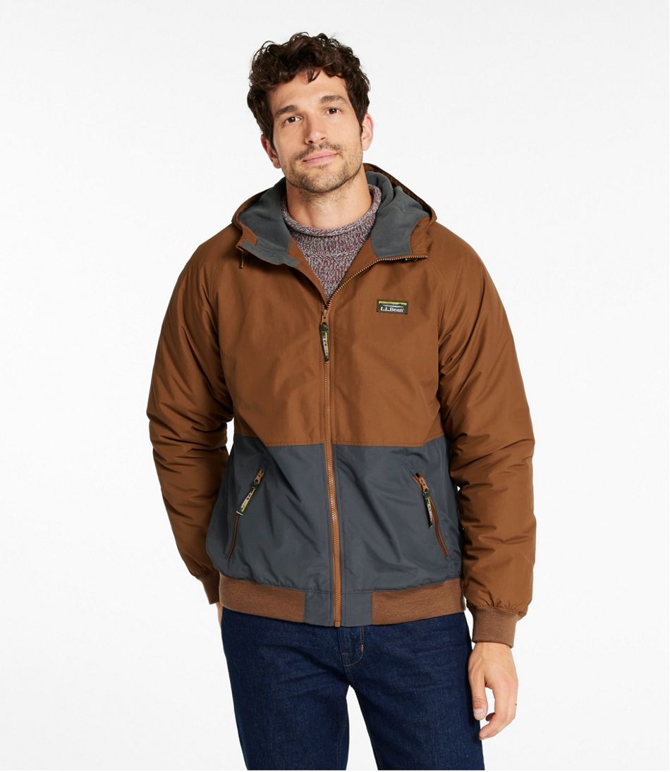 L.L.Bean Men's Insulated 3-Season Bomber Hooded Jacket, Colorblock OUTERWEAR