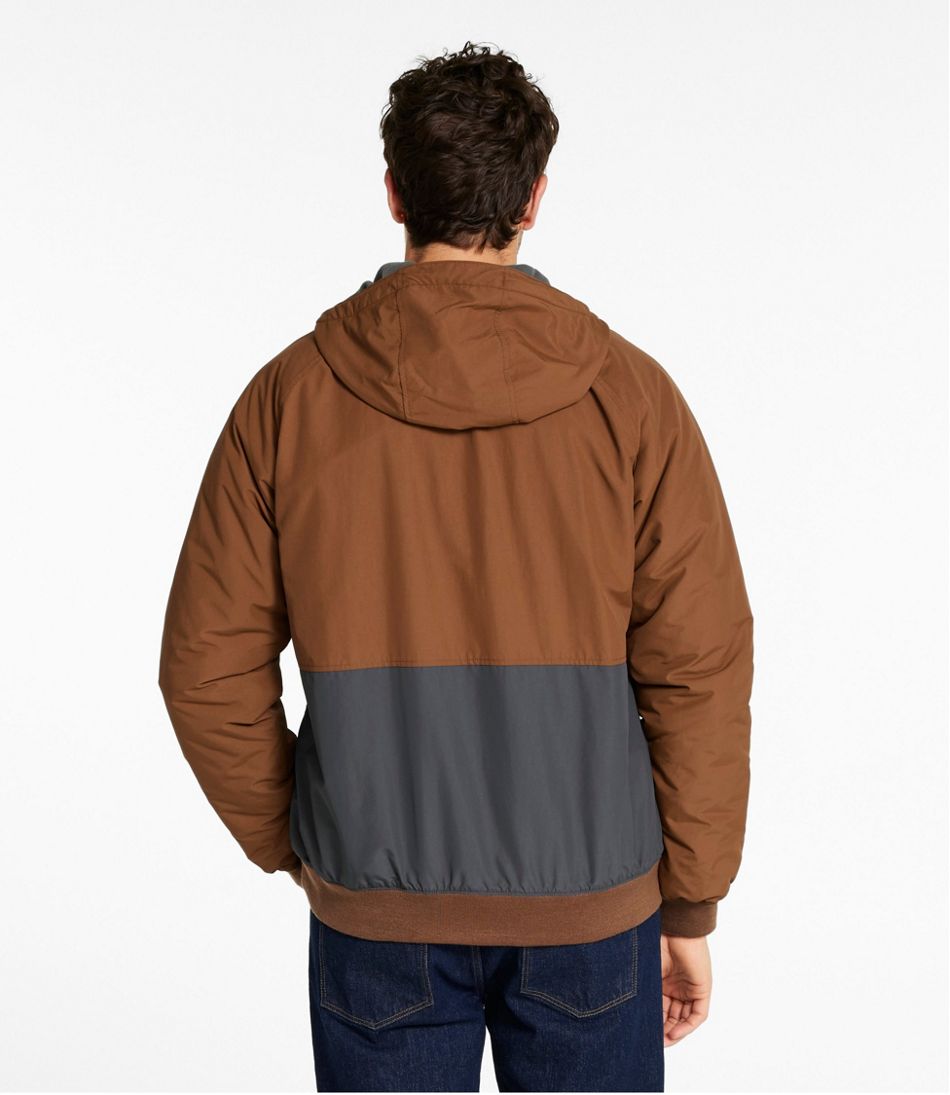 L.L.Bean Men's Insulated 3-Season Bomber Hooded Jacket, Colorblock OUTERWEAR