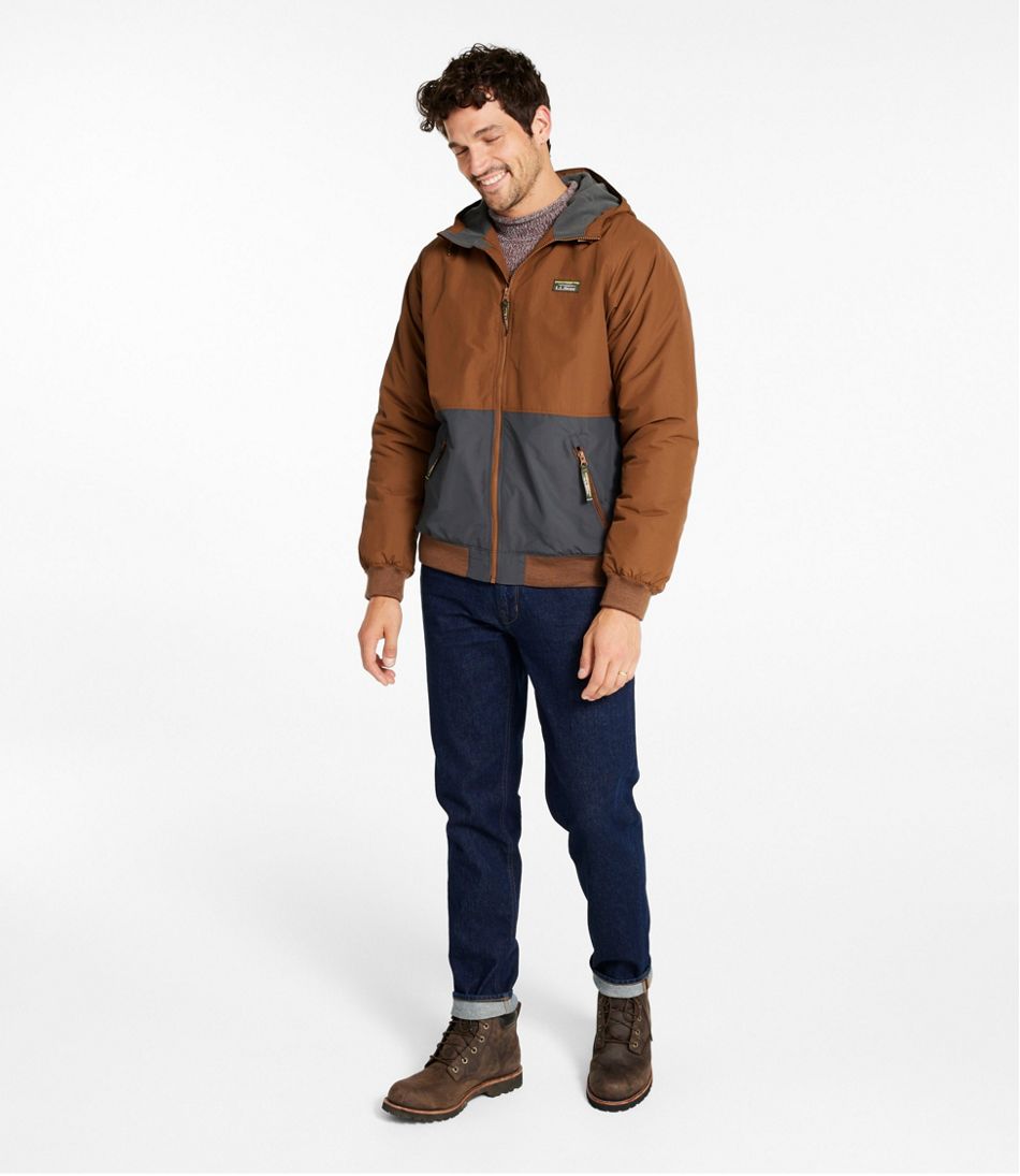 L.L.Bean Men's Insulated 3-Season Bomber Hooded Jacket, Colorblock OUTERWEAR