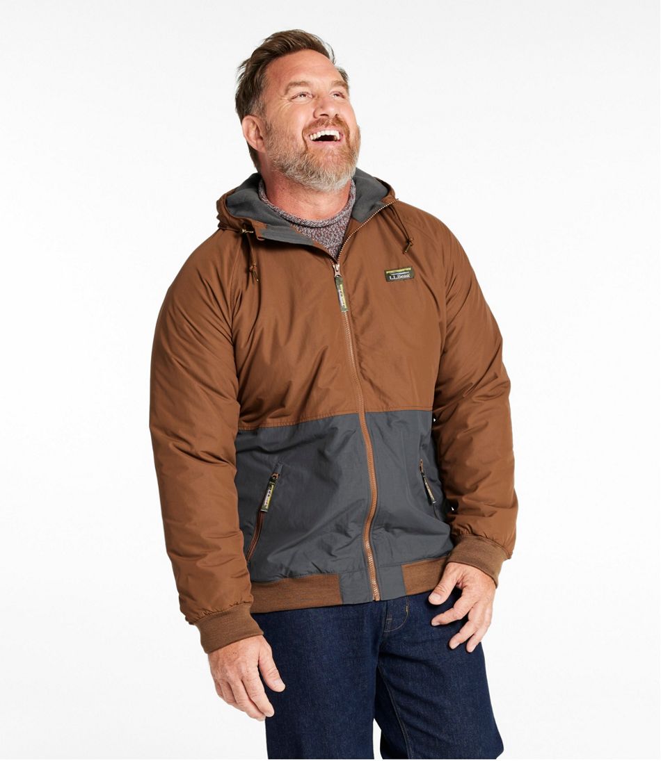 L.L.Bean Men's Insulated 3-Season Bomber Hooded Jacket, Colorblock OUTERWEAR