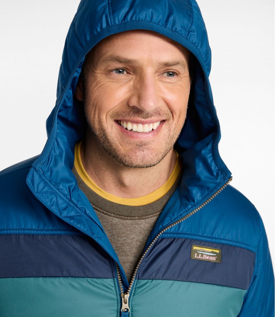 L.L.Bean Men's Mountain Classic Puffer Hooded Jacket, Colorblock OUTERWEAR