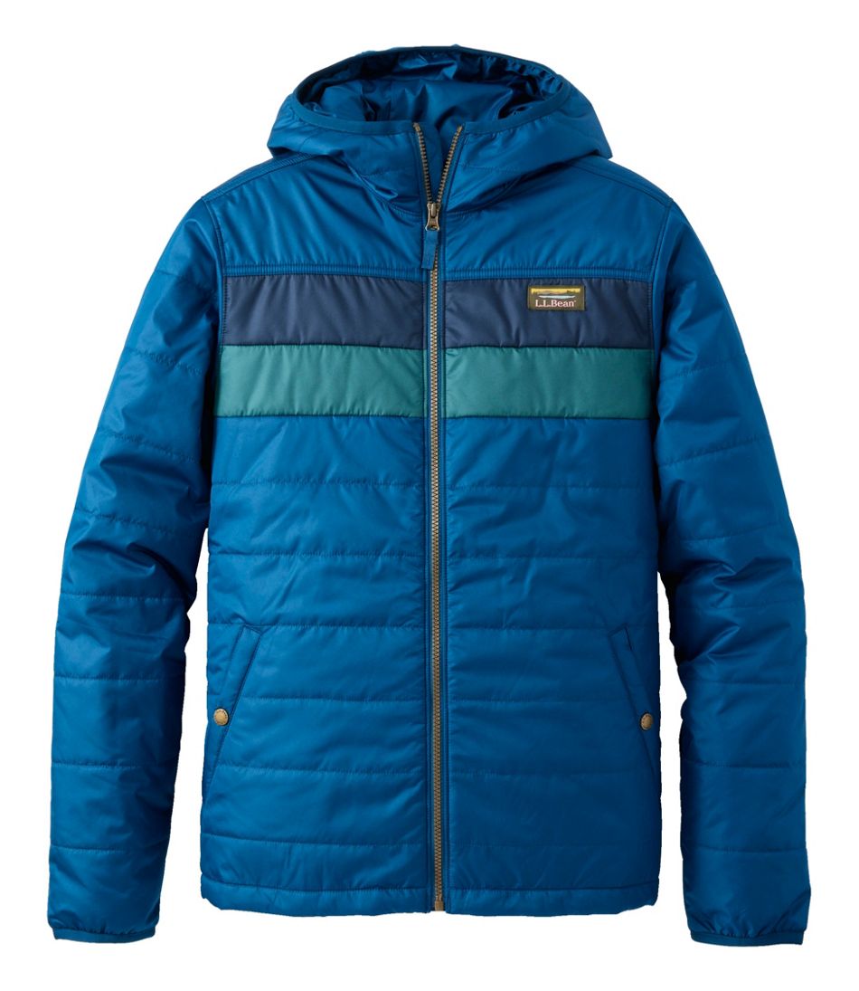 L.L.Bean Men's Mountain Classic Puffer Hooded Jacket, Colorblock OUTERWEAR
