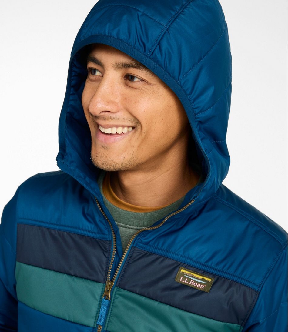 L.L.Bean Men's Mountain Classic Puffer Hooded Jacket, Colorblock OUTERWEAR