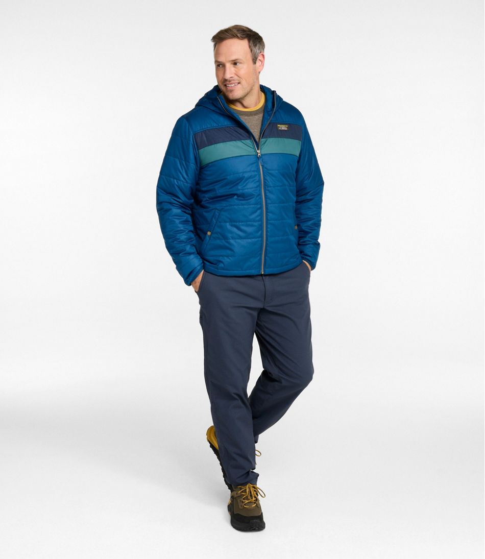 L.L.Bean Men's Mountain Classic Puffer Hooded Jacket, Colorblock OUTERWEAR