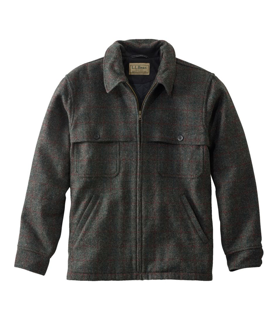 L.L.Bean Men's Maine Guide Zip-Front Jac-Shirt with PrimaLoft, Plaid OUTERWEAR|OUTDOOR EQUIPMENT|SALE
