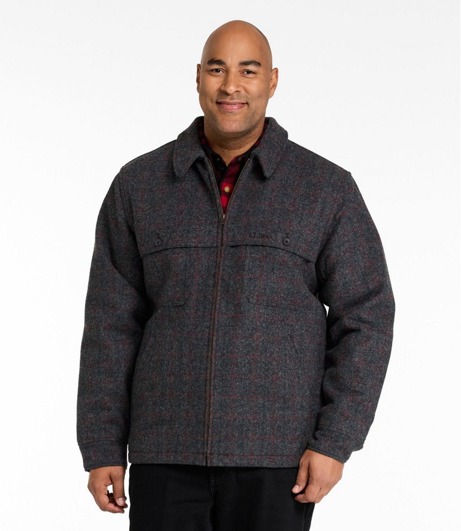 L.L.Bean Men's Maine Guide Zip-Front Jac-Shirt with PrimaLoft, Plaid OUTERWEAR|OUTDOOR EQUIPMENT|SALE