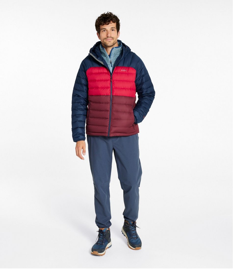 L.L.Bean Men's Bean's Down Hooded Jacket, Colorblock OUTERWEAR|SALE