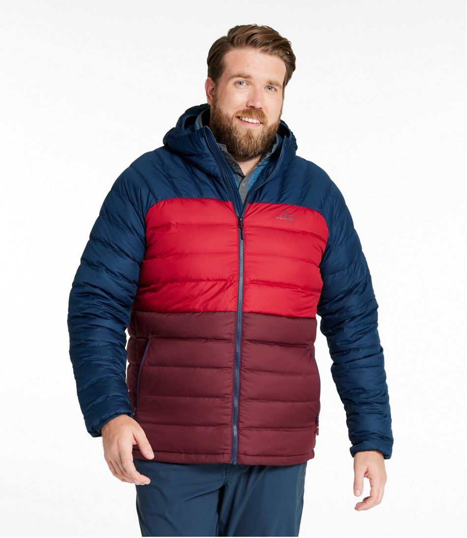 L.L.Bean Men's Bean's Down Hooded Jacket, Colorblock OUTERWEAR|SALE
