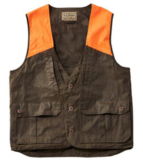 L.L.Bean Men's Double L Waxed-Cotton Upland Vest, Hunter Orange OUTERWEAR|OUTDOOR EQUIPMENT
