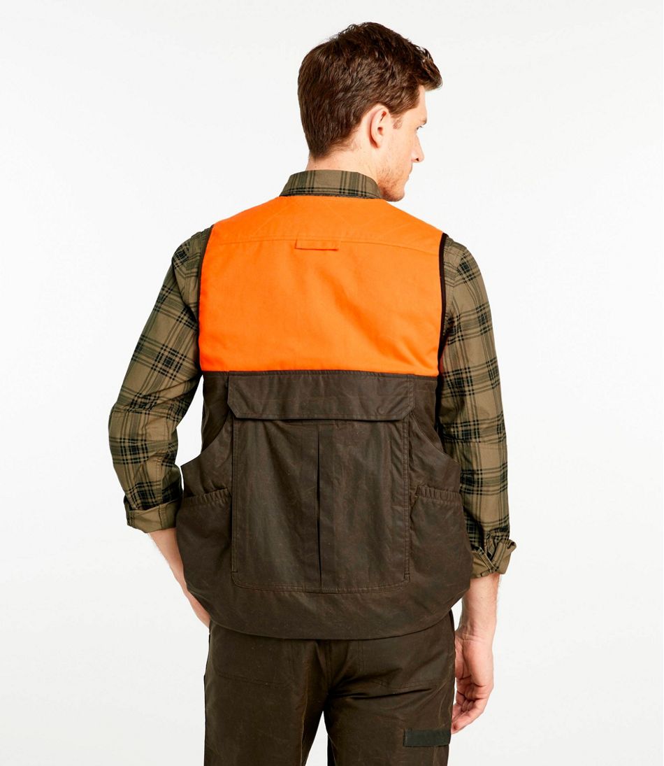 L.L.Bean Men's Double L Waxed-Cotton Upland Vest, Hunter Orange OUTERWEAR|OUTDOOR EQUIPMENT