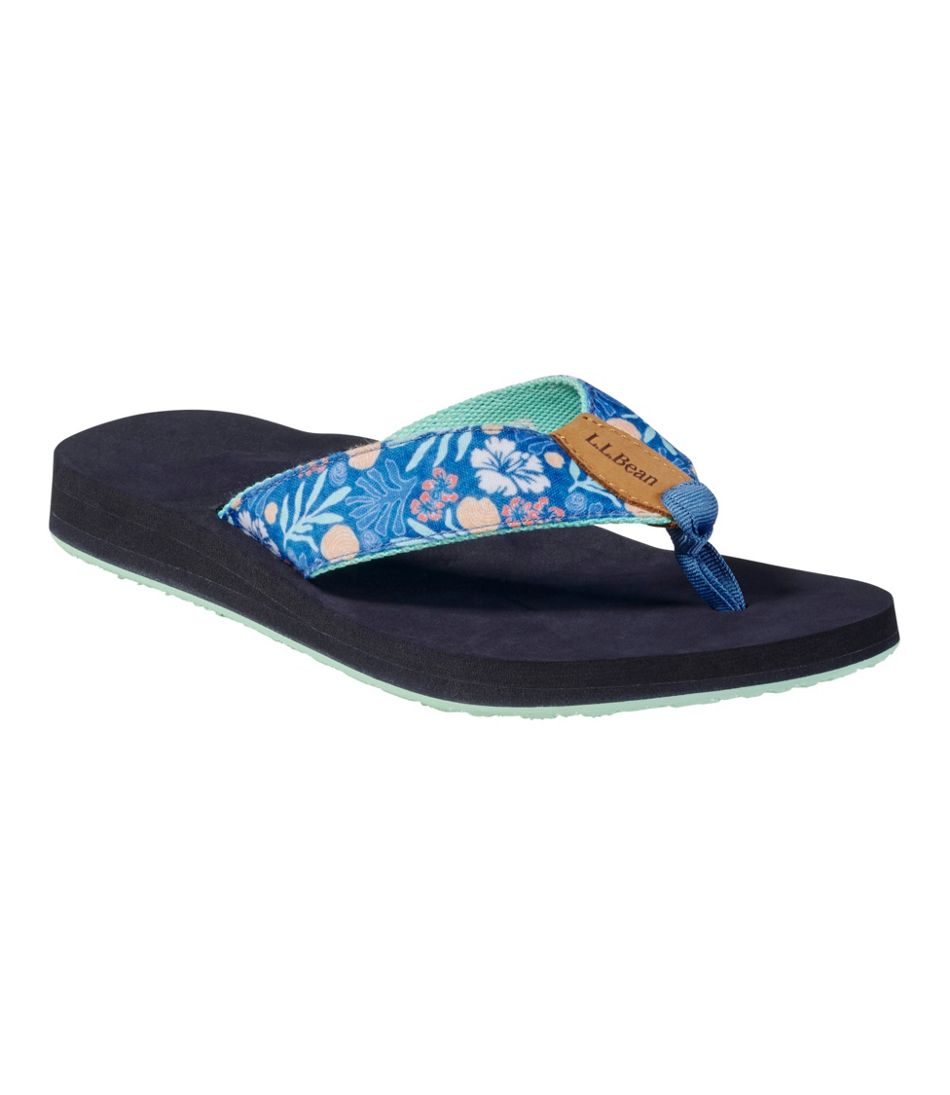 L.L.Bean Women's Maine Isle Flip-Flops, Woven Print FOOTWEAR