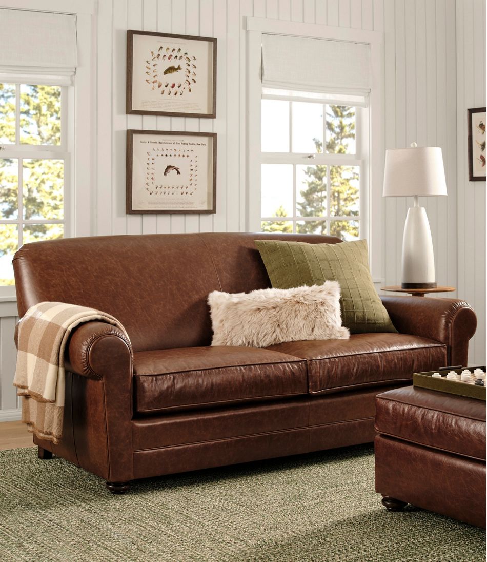 L.L.Bean Bean's Leather Lodge Sofa HOME GOODS