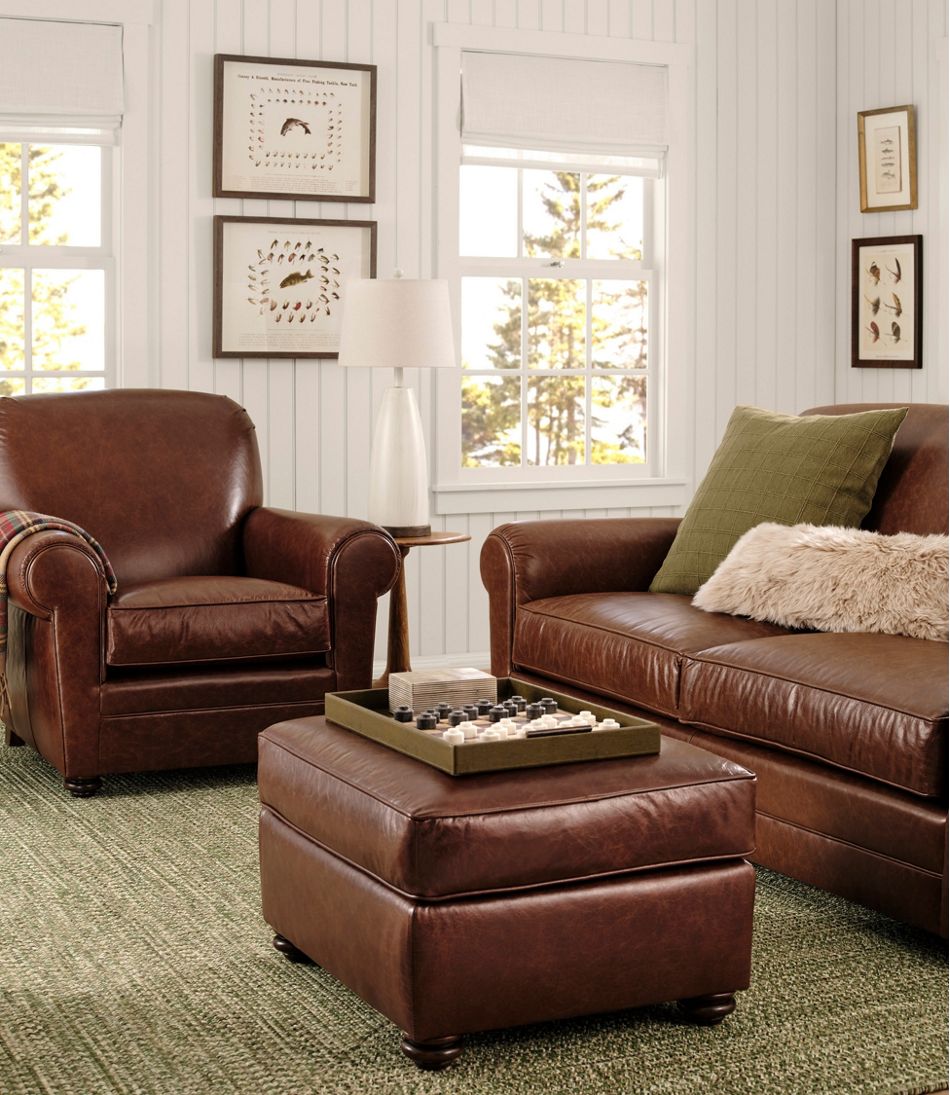 L.L.Bean Bean's Leather Lodge Sofa HOME GOODS