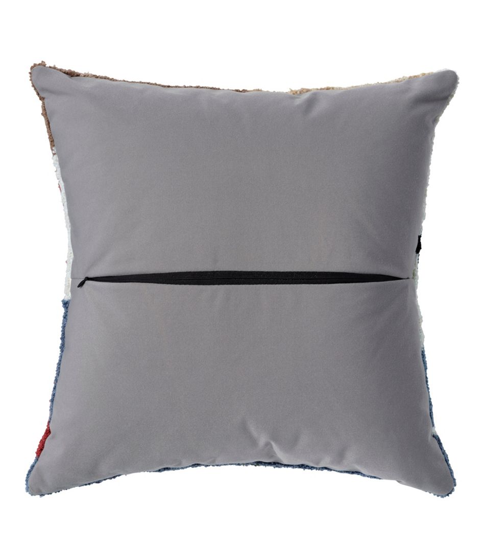 L.L.Bean Indoor/Outdoor Hooked Pillow, Dogs Skiing HOME GOODS