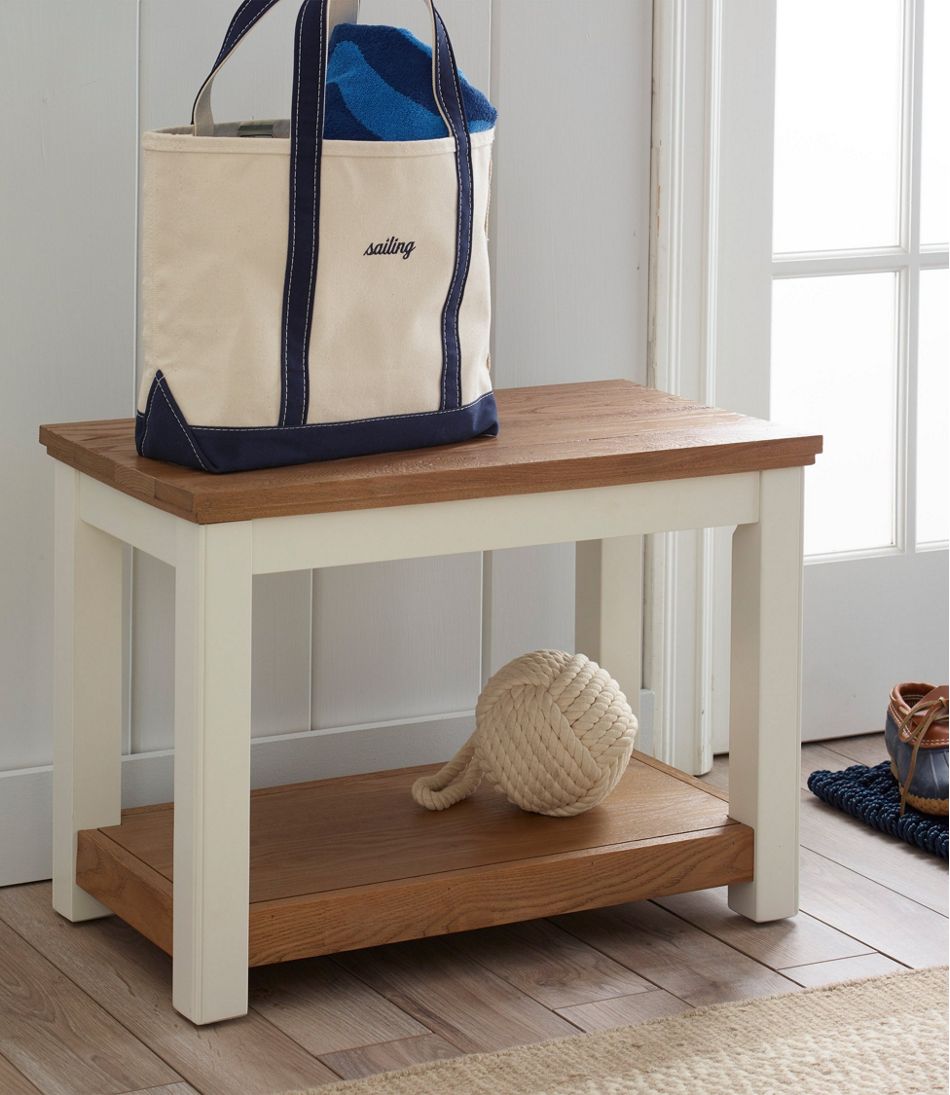 L.L.Bean Painted Farmhouse Bench, Wood Top HOME GOODS|SALE