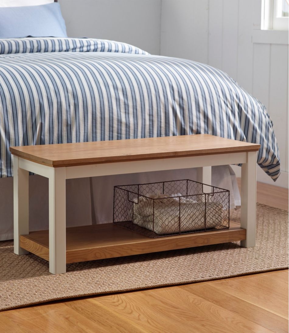 L.L.Bean Painted Farmhouse Bench, Wood Top HOME GOODS|SALE