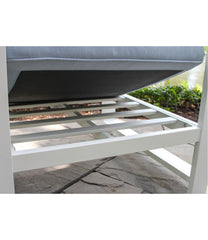 L.L.Bean White Aluminum Deep Seating Armchair with Blue Cushions, Set of Two HOME GOODS