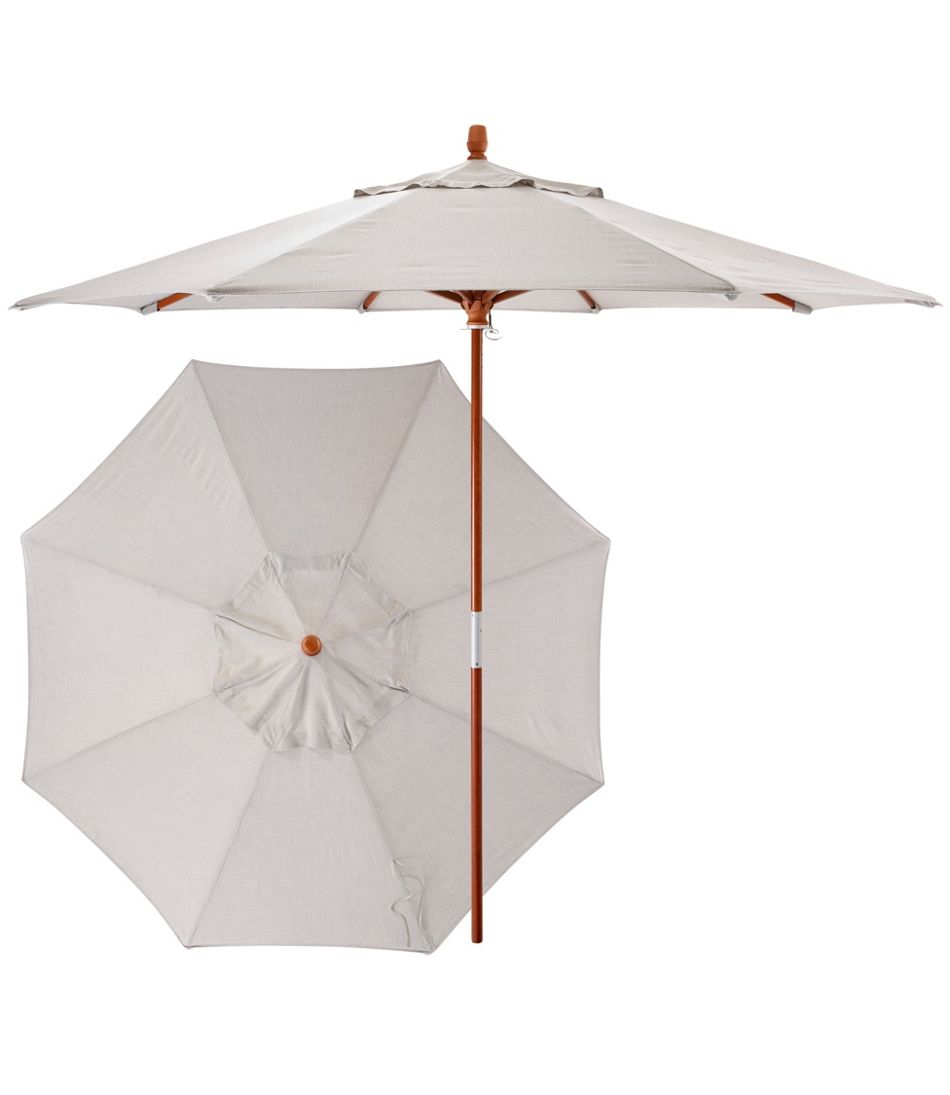 L.L.Bean Sunbrella Market Umbrella, Wood HOME GOODS