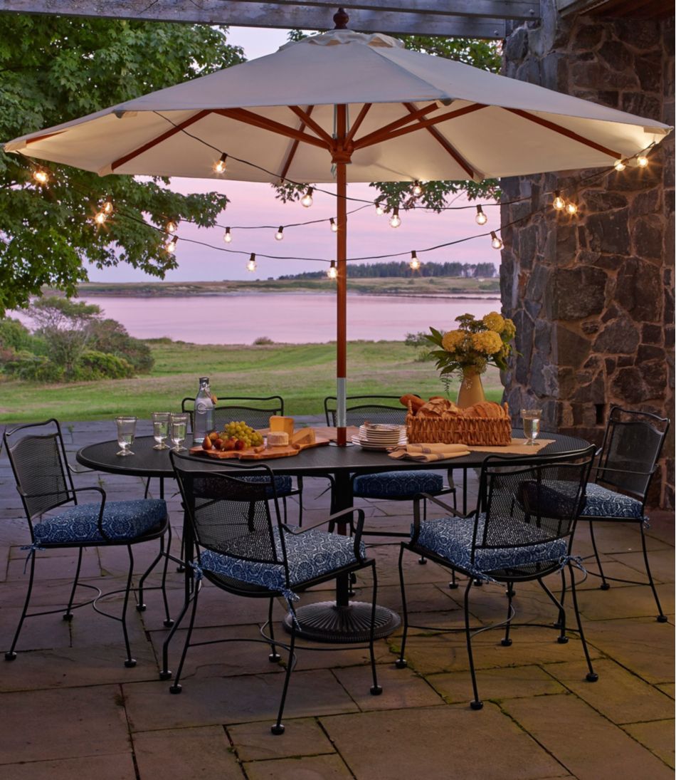 L.L.Bean Sunbrella Market Umbrella, Wood HOME GOODS
