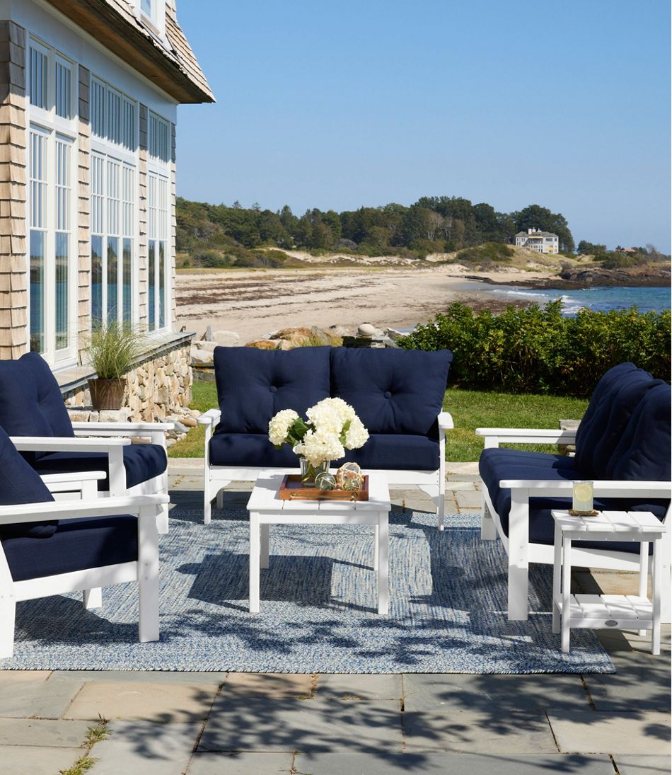 L.L.Bean All-Weather Patio Loveseat with Textured Cushion, White HOME GOODS