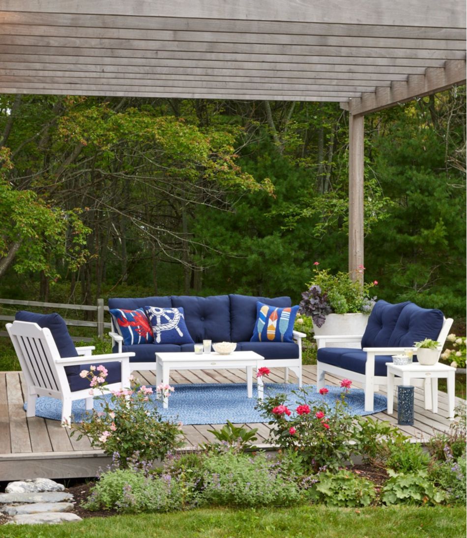 L.L.Bean All-Weather Patio Loveseat with Textured Cushion, White HOME GOODS
