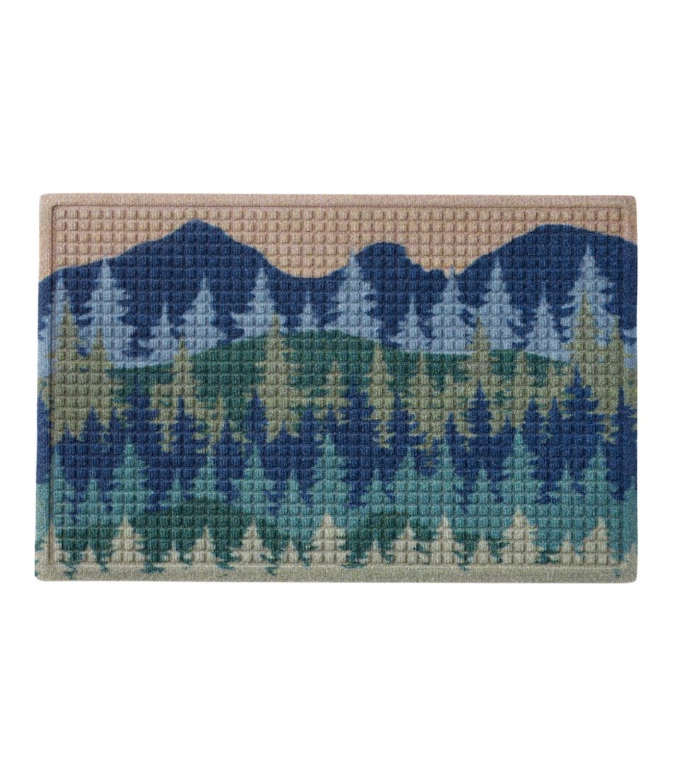 L.L.Bean Printed Recycled Waterhog Doormat, Pine Trees HOME GOODS