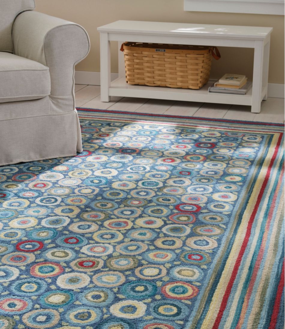 L.L.Bean Bean's Wool Hooked Rug, Coins HOME GOODS