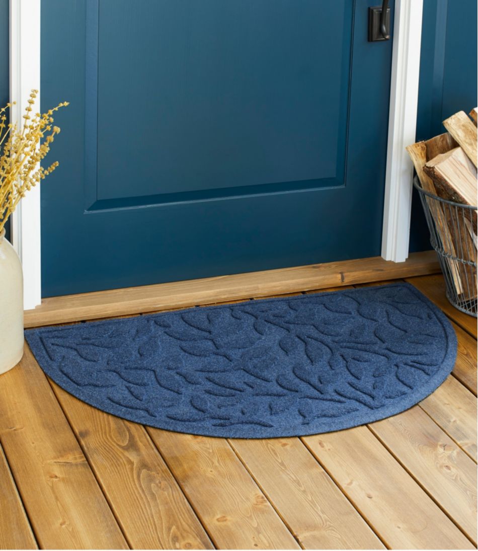 L.L.Bean Heavyweight Recycled Waterhog Doormat, Half Round, Woodland Leaf HOME GOODS
