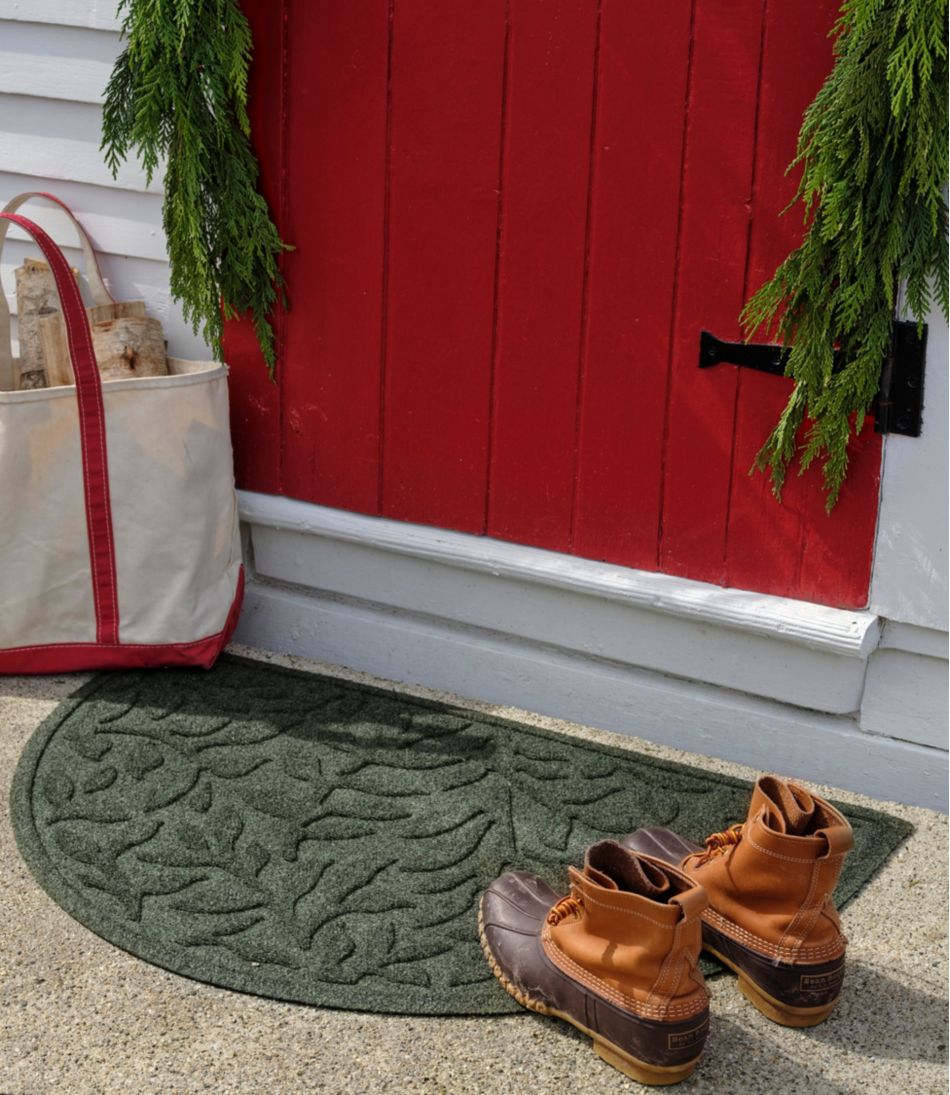 L.L.Bean Heavyweight Recycled Waterhog Doormat, Half Round, Woodland Leaf HOME GOODS