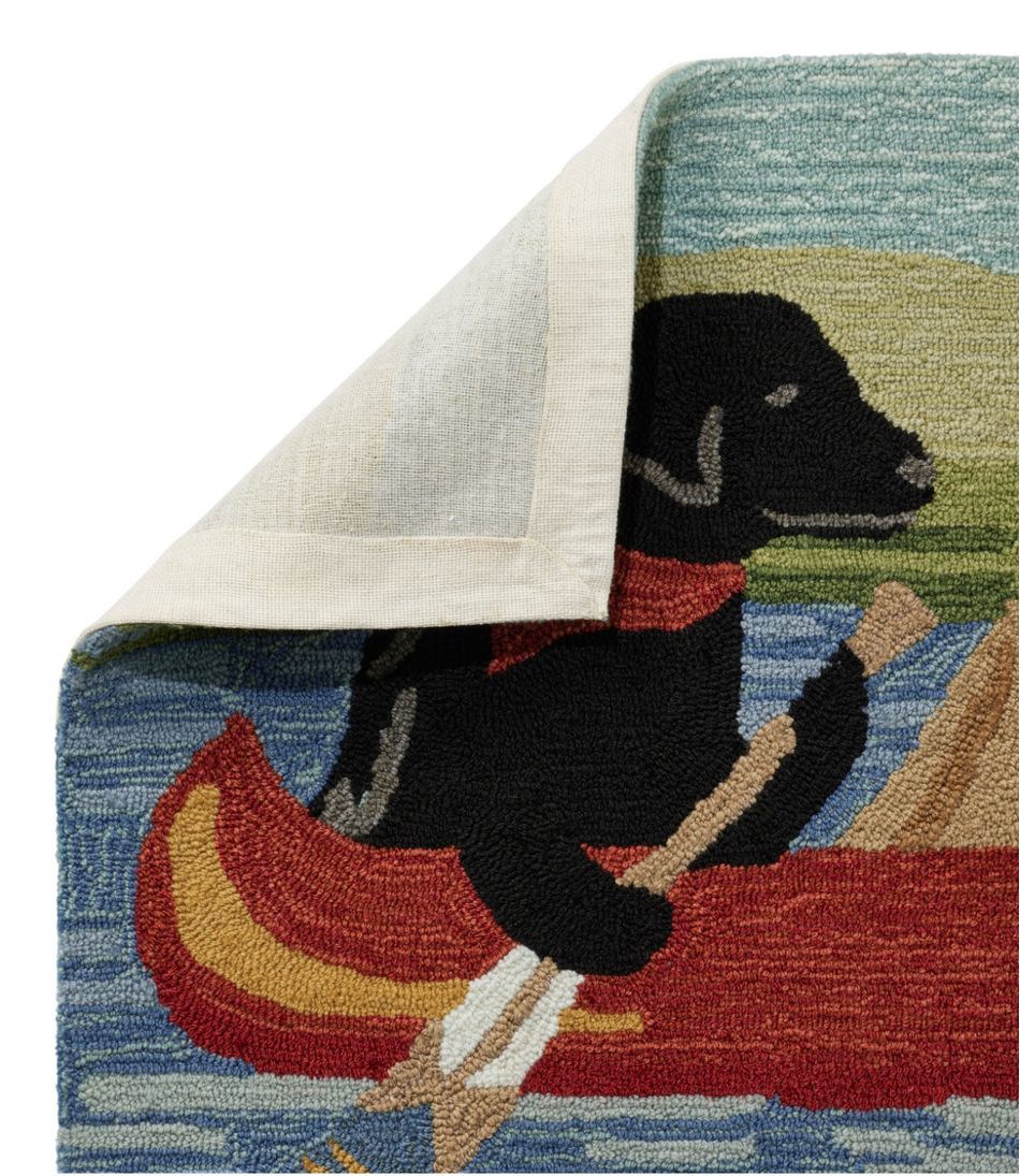 L.L.Bean Indoor/Outdoor Vacationland Rug, Dog Canoe HOME GOODS
