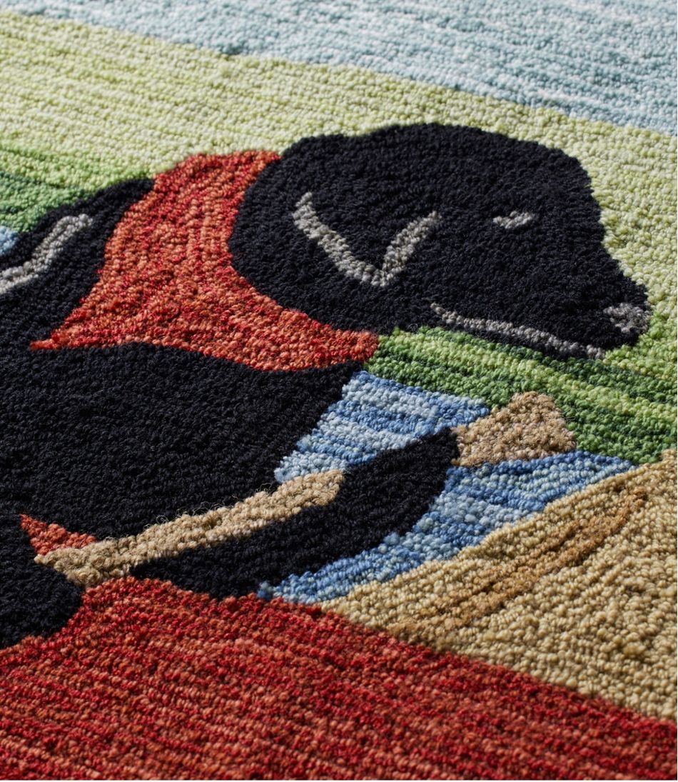 L.L.Bean Indoor/Outdoor Vacationland Rug, Dog Canoe HOME GOODS