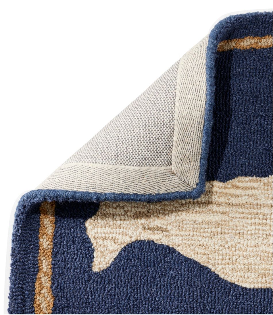 L.L.Bean Wool Hooked Novelty Rug, Whale HOME GOODS