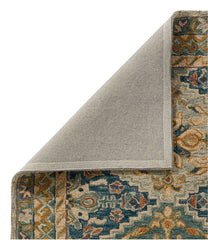 L.L.Bean Bordered Medallion Wool Tufted Rug, Blue Multi HOME GOODS