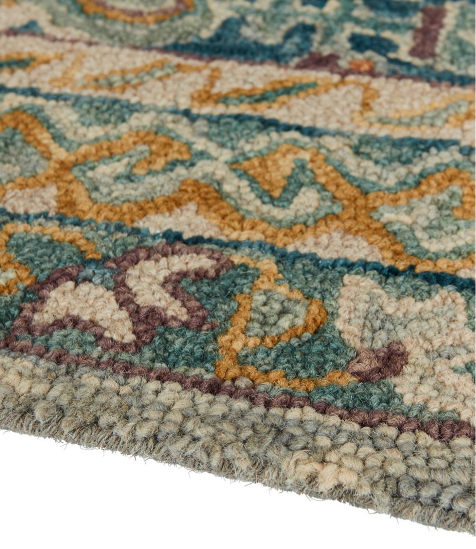 L.L.Bean Bordered Medallion Wool Tufted Rug, Blue Multi HOME GOODS