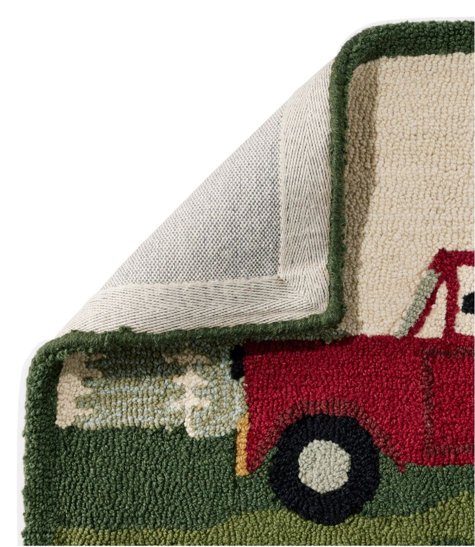L.L.Bean Wool Hooked Novelty Rug, Dog Caravan HOME GOODS