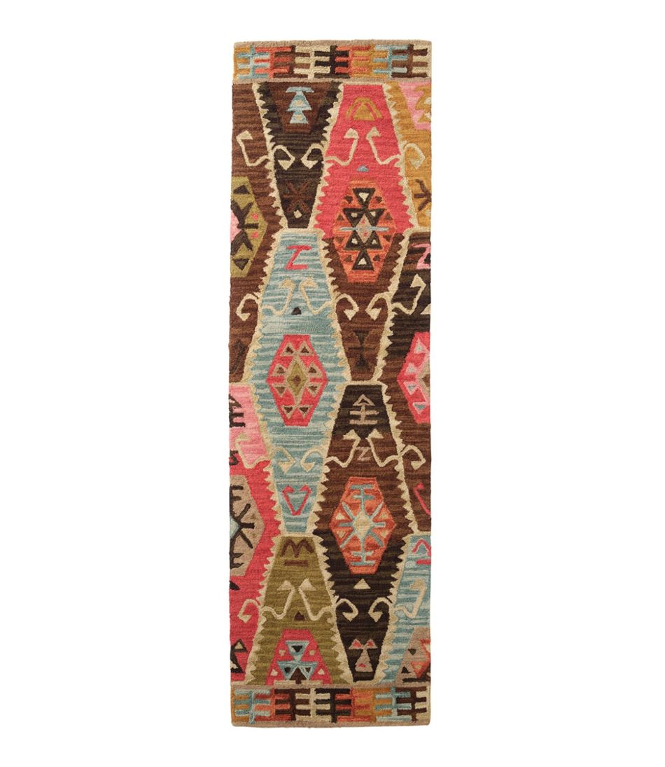 L.L.Bean Rustic Geometric Wool Hooked Runner HOME GOODS