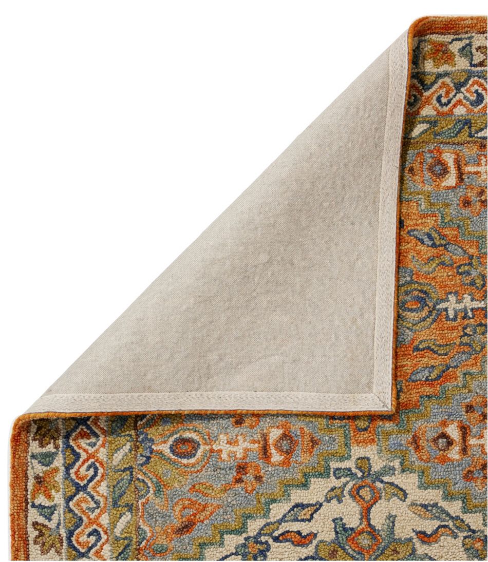 L.L.Bean Bordered Medallion Wool Tufted Rug HOME GOODS