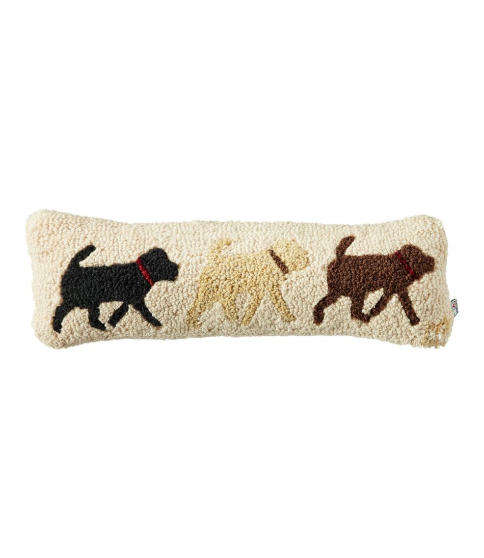 L.L.Bean Wool Hooked Throw Pillow, Lab Trio, 8" x 24" HOME GOODS