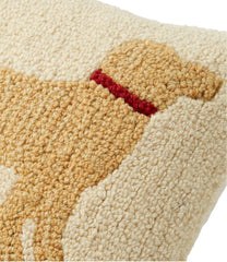 L.L.Bean Wool Hooked Throw Pillow, Yellow Dog, 14" x 14" HOME GOODS