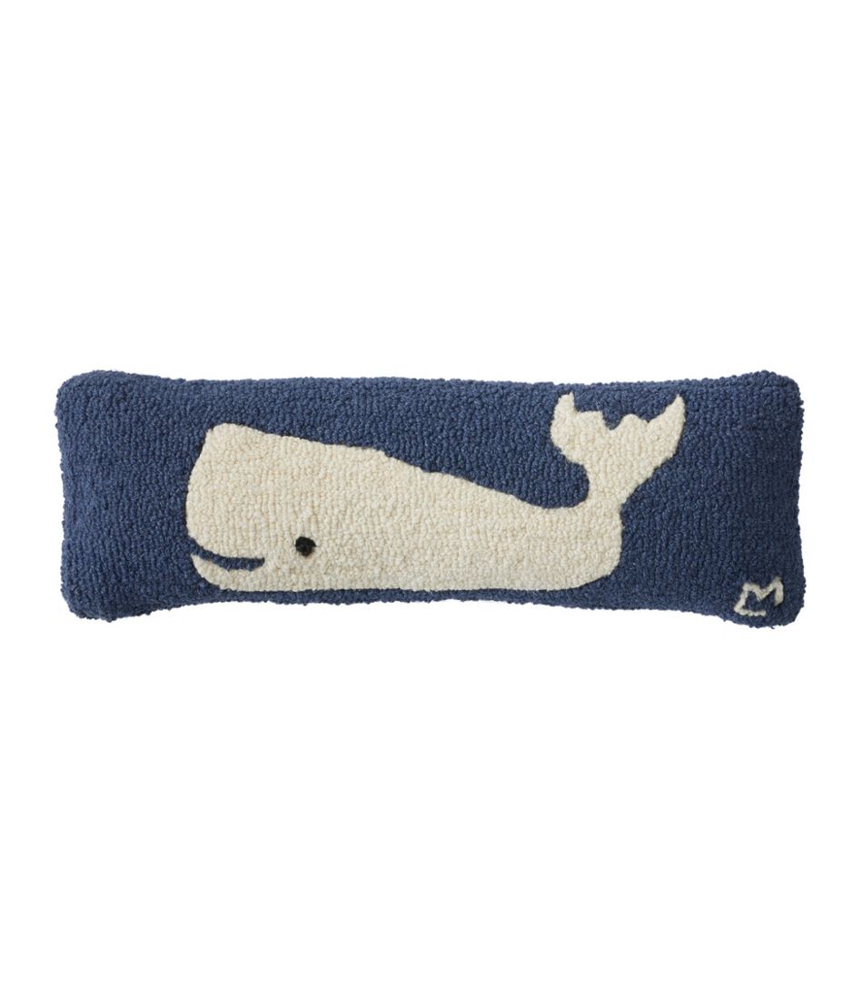 L.L.Bean Wool Hooked Throw Pillow, Whale, 8" x 24" HOME GOODS