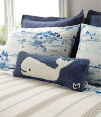 L.L.Bean Wool Hooked Throw Pillow, Whale, 8" x 24" HOME GOODS