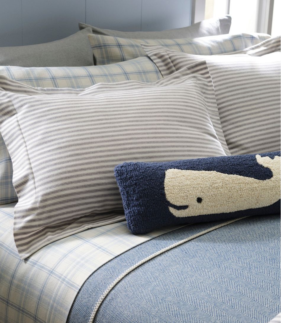 L.L.Bean Wool Hooked Throw Pillow, Whale, 8" x 24" HOME GOODS